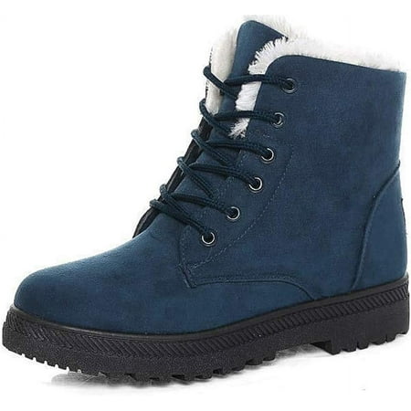 

Omagie Women s Cotton Warm Fur Snow Winter Lace Up Flat Cute Plus Size Comfortable Ankle Platform Boots