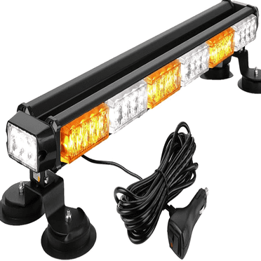 YNERC 29.5" 54 LED Strobe Light Bar Double Side Flashing High Intensity Emergency Warning Flash Strobe Light with Magnetic Base for Safety Construction Vehicles Tow Trucks Pickup (Amber/White)