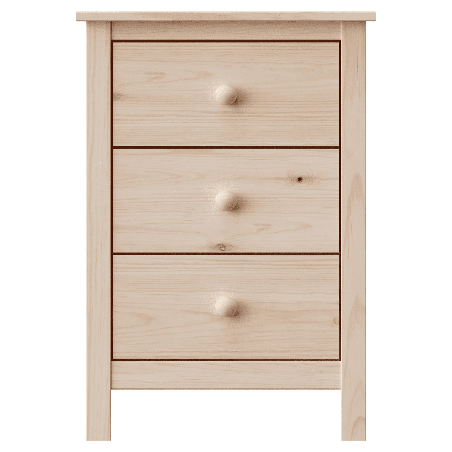 From the Tree Furniture Tall Nightstand with 3 Drawers, Solid Pine Wood, Unfinished