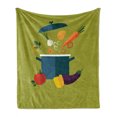 thumbnail image 1 of Vegetable Art Soft Flannel Fleece Throw Blanket, Vegetarian Soup with Ingredients Cooking Pot Diet Heath Well Being Theme, Cozy Plush for Indoor and Outdoor Use, 50" x 70", Multicolor, by Ambesonne, 1 of 6