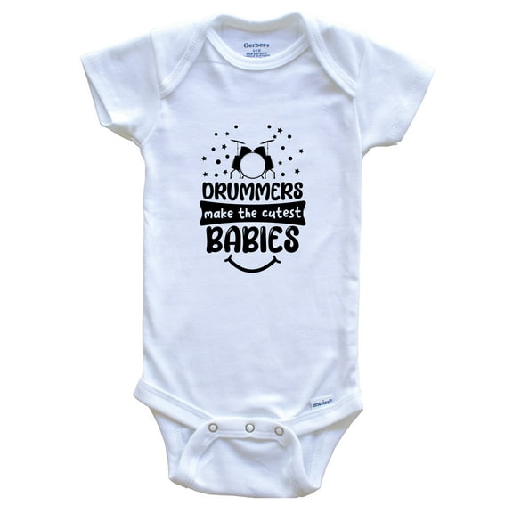 Drummers Make the Cutest Babies Funny Drums Baby Bodysuit, 0-3 months white