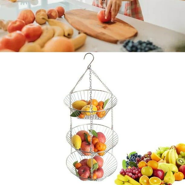 3 Tier Fruit Basket, Space Saving Hanging Fruit Storage Basket