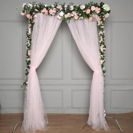 Image of BalsaCircle 5 feet x 10 feet Blush Sheer Tulle Curtain Backdrop Panels Wedding Party Photobooth Decorations