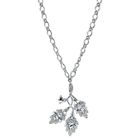 2028 Jewelry Genuine Austrian Navette Leaf Pendant Necklace For Women 16"   3" Extender
