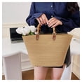 thumbnail image 2 of Xiao Hua Bolso de hombro tejido para mujer, bolso de mano tejido y neceser, elegante bolso de mano tejido para playa y verano, 44 x 9 x 28 cm (C), 2 of 5