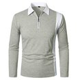 thumbnail image 5 of T Shirts For Men Splicing Zipper Turn Down Collar Long Sleeve Top For Men, 5 of 6