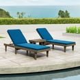 thumbnail image 2 of Addisyn Outdoor Acacia Wood 3 Piece Chaise Lounge Set, Gray and Blue, 2 of 14