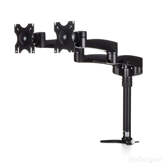 StarTech.com Desk Mount Dual Monitor Arm â€“ Articulating - Supports Monitors 12 to 24 â€“ Adjustable VESA Monitor Arm - Grommet or Desk Mount â€“ Black (ARMDUAL)