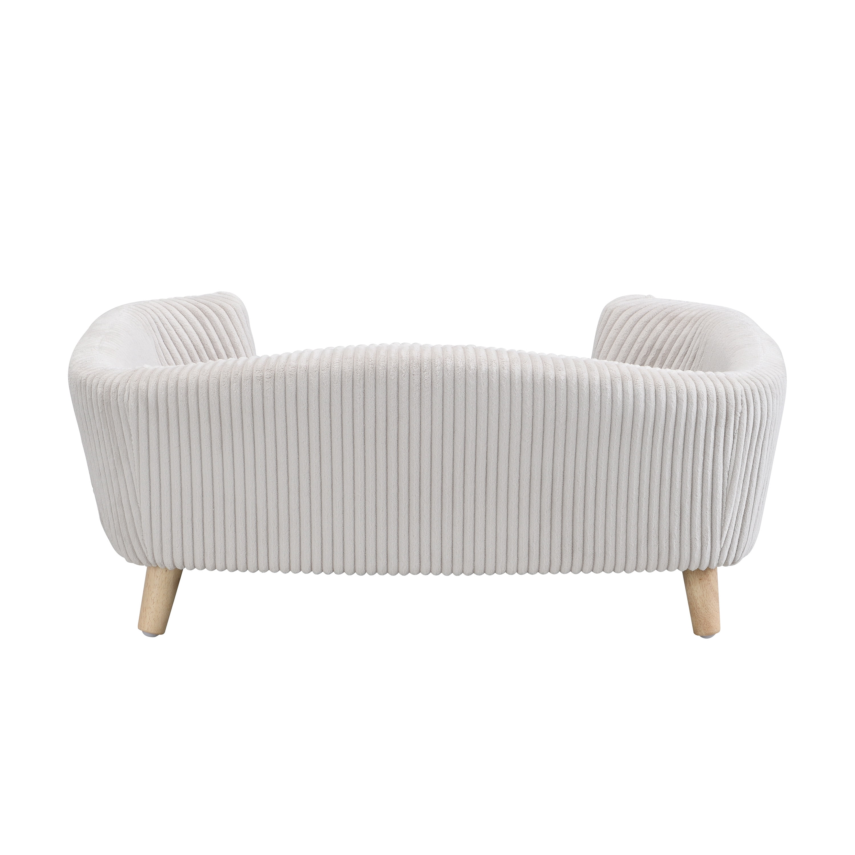 Elevated Dog Bed with Corduroy Fabric and Rubber Wood Legs, Orthopedic Pet Couch and Small Dog Sofa for Dogs up to 25 lbs, Beige