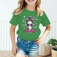 thumbnail image 2 of Girls Shirts Kid Fashionable Graphic Round Neck Short Sleeve Tee Summer Casual T Shirt Girls' Tops, Tees Green 8 Years-9 Years, 2 of 5