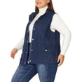 thumbnail image 2 of Chaleco utilitario de talgrande pamujer, ligero, sin mangas, anorak, cargo, con cordón, chaquede mezclilvaqueAzul oscuro 4X, 2 of 6