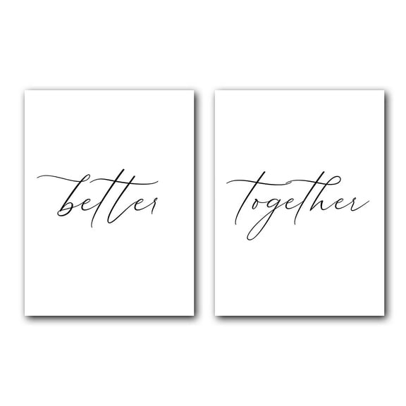 Better Together, Set of 2 Posters, Minimalist Art, Typography Art, Bedroom Wall Decor