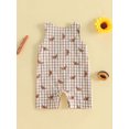 thumbnail image 5 of Thanksgiving Baby Boy Outfit Newborn Croissant Letter Sleeveless Tank Romper Plaid Smocked Jumpsuit Overalls Cute Fall Clothes, 5 of 8
