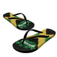 thumbnail image 4 of Chririnla Womens Flip Flops Jamaican Flag Print Casual Non-Slip Quick Dry Slides Sandals Palm Tree Print Fashion Lightweight Thin Strap Beach Sandal for Walking Vacation, 4 of 7