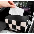 thumbnail image 5 of Modern PU Leather Tissue Box Cover with Checkerboard Design for Home Decor, 5 of 5