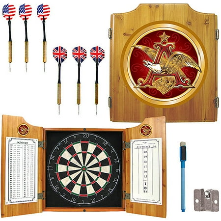 Anheuser Busch A & Eagle Dart Cabinet With Darts and Board