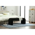 thumbnail image 3 of Dayalane Modern Bench, Fuzzy Upholstered End of Bed Bench 49" Entryway Bench Window Bench Seat, Comfy Sherpa Ottoman Waterfall Bench for Bedroom Entryway Living Room Hallway, Black, 3 of 8