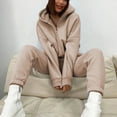 thumbnail image 5 of up to 60% off Gifts Womens Tracksuits Set Womens Cropped Coat Lounge Sets Open Front Hooded Sweatshirt and Elastic Waist Jogger Sweatsuits Set Casual Solid Hoodies 2 Piece Outfits Fall Saving, 5 of 6