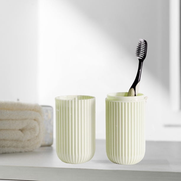 Estuche Viaje Para Cepillo De Dientes Y Pasta: 2 Portacepillos Portátiles Con Vaso Y Tapas – Ideal Para Camping, Gimnasio U Hogar (Rosa + Azul)