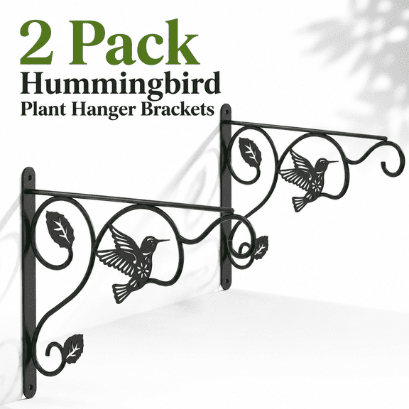 MORAVE 2 Pack 12 Inch Heavy Duty Metal Plant Hooks Wall Hangers, Sturdy Plant Bracket Indoor Outdoor for Bird Feeders Planters Lanterns Wind Chimes, Patio Garden Home Decor