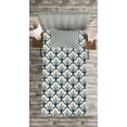 thumbnail image 3 of Ambesonne Geometric Quilted Bedspread Set 2 Pcs, Eastern Cloud Motif, Twin Size, Dark Blue Cream, 3 of 3