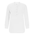 thumbnail image 6 of Fanxing Women's Snap Button Up Sweatshirt Long Sleeve Tunic Henley Tops Loose Slit Hem Casual Pullover Fall Winter Outfits White 2XL, 6 of 8