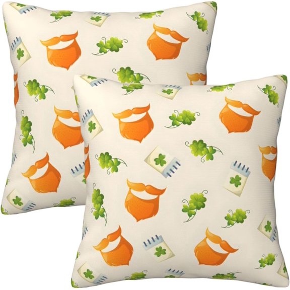 Saint Patrick Day Throw Pillow Covers Set of 2 Soft Pillow Case Protectors with Zipper Standard Size Pillow Covers Pillowcase Square for Bed, Sofa, Living Room, Outdoor (16"x16")