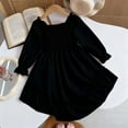 thumbnail image 5 of Fall Dresses,Girls Dress Square Neck Flutter Sleeves Ruffle Hem Party Outfit,Dresses,Z02 Black,6-7 Years, 5 of 7
