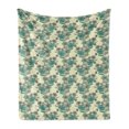 thumbnail image 1 of Vintage Soft Flannel Fleece Throw Blanket, Hatched Style Pastel Flowers on Polka Dots, Cozy Plush for Indoor and Outdoor Use, 70" x 90", Cream Multicolor, by Ambesonne, 1 of 5