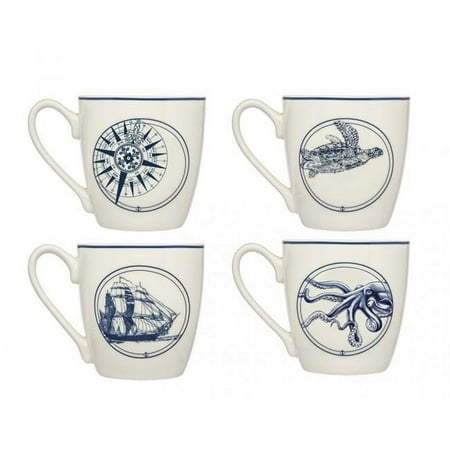 

Godinger 12327 2.75 x 2.75 x 9 in. 16 oz Coastal Mugs - Set of 4