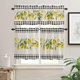 thumbnail image 2 of Kitchen Curtains and Valance Set Tier Curtains Rustic Lemons and Flowers Burlap Texture Black White Plaid Semi Sheer Curtains for Living Room, Rod Pocket Tiers and Valances for Windows, 3 Piece Set, 2 of 5