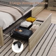 thumbnail image 4 of Farmhouse Bed Frame with LED Lights and Charging Station, King Bed with Storage Headboard with Sliding Door, Rustic Oak, 4 of 4