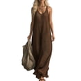 thumbnail image 4 of NMMUED Womens Crochet Sleeveless Dress Casual Summer V Neck Boho Knit Cover Up Beach Vacation Long Tank Dresses Brown 3XL, 4 of 6