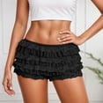 thumbnail image 2 of Afdoent Shorts For Women Fashion Layered Lace Ruffle Sheer Mesh High Waist Elastic Waistband Casual Summer Shorts For Daily Wear And Outings Comfortable Women's Shorts, 2 of 6