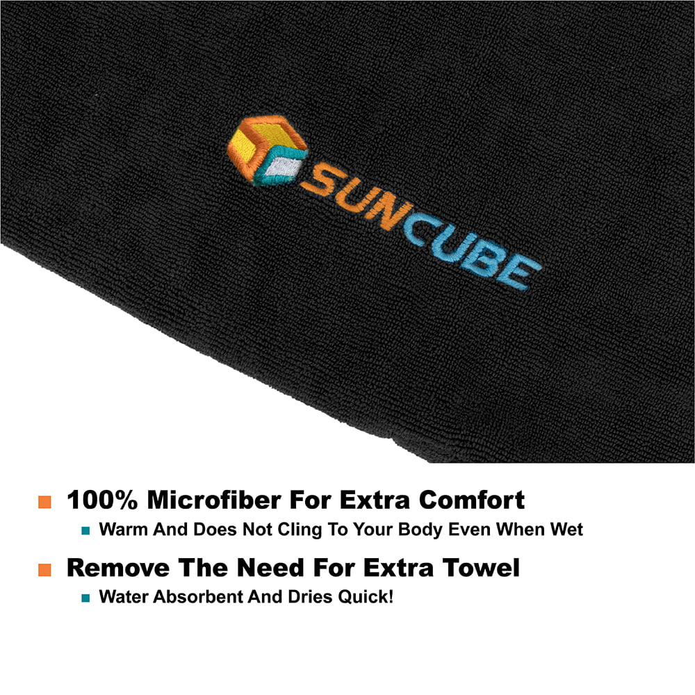 SUN CUBE Surf Poncho Changing Robe with Hood | Thick Quick Dry Microfiber  Wetsuit Changing Towel with Pocket for Surfing Beach Swim Outdoor Sports 