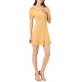 thumbnail image 4 of INSPIRE CHIC Women's Ruffle Peter Pan Collar Casual Button up Checkered Dress XS Yellow, 4 of 5