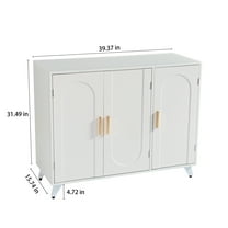 Sideboard Buffet cabinet with 3 doors and removable shelves, for living room, dining room, ivory white