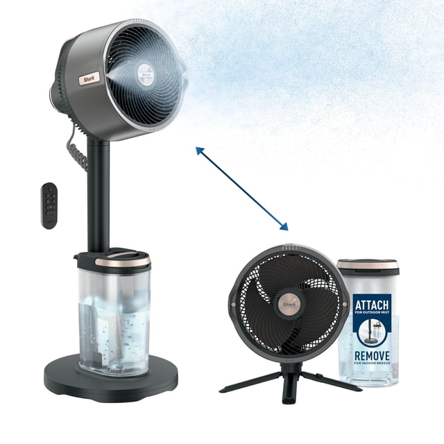 Ventilador Mist Shark FlexBreeze Pro para interiores y exteriores, color gris antracita
