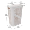 thumbnail image 3 of 60L Slim Laundry Hamper, Clothes Basket, Lid, Ventilated, Plastic, 17.25"L x 13.75"W x 23.5"H, 3 of 6