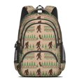 thumbnail image 2 of Bigfoot and Tree Brown Pattern Backpack for School, Cute School Bag with Adjustable Shoulder Straps and Padded Back, 16.9"x12.6"x5.9", 2 of 5