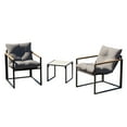 thumbnail image 7 of YHBINHUI 3pcs Chairs Set Powder-Coated Steel Weatherproof Outdoor Conversation Sets with 2 Chairs and 1 Table, Black/Gray, 7 of 7