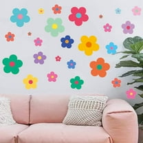 Vikakiooze Flower Wall Decals,Vinyl Peel and Stick Boho Colorful Cartoon Flowers Wall Stickers for Kids Playroom Bedroom Living Room Nursery Wall Decor