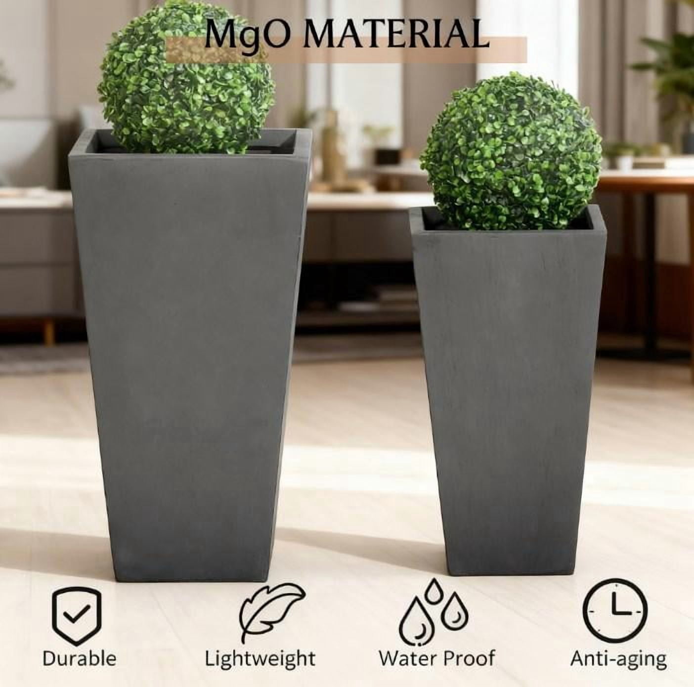 Plant Pot, 2-Pack Outdoor Planter Set, Durable & Stackable Flower Pots with Drainage Holes, for Porch, Entryway, Patio, Yard, Garden