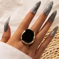 thumbnail image 4 of Anillo de aceite con forma de gota de borde dorado irregular de aleación elegante exagerada Joyería de combinación de personalidad retro para mujer, 4 of 5
