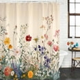 thumbnail image 2 of Spring Floral Bathroom Shower Curtains with 12 Hooks Polyester Waterproof Shower Curtain for Stalls and Bathtubs Beige Watercolor Botanical Decorative Bathroom Privacy Curtain 36x72 Inches, 2 of 8