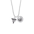 thumbnail image 2 of Delight Jewelry Silvertone Caduceus - BSN Silvertone Script Initial Disc - W - Charm Necklace, 20"+3", 2 of 4
