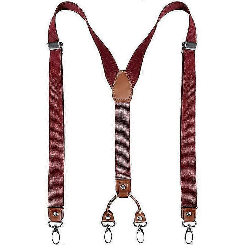 Tirantes Para Hombres De 5cm De Ancho Con 4 Clips Metálicos Extrafuertes Largos, Elástico Negro Ajustable En Forma De X Talla única Para Adultos