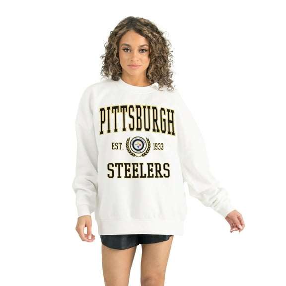 Women's Gameday Couture White Pittsburgh Steelers Timeless Triumph Premium Fleece Pullover Sweatshirt