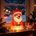 thumbnail image 6 of Clearance! Christmas Light Up Corgi with Santa Hat, Waterproof Glowing Blow Mold Puppy Figurine for Desk Yard Decor, Christmas Decor, Home Gift, 6 of 8