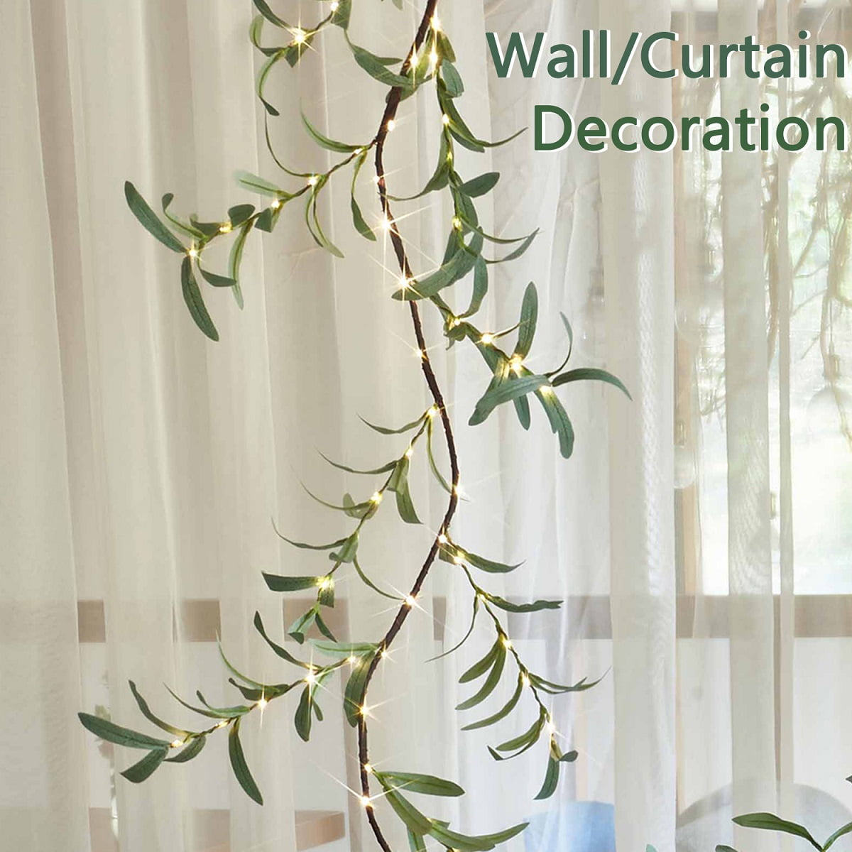 Fudios Pre-lit Twig Garland Lights Battery Operated with Timer